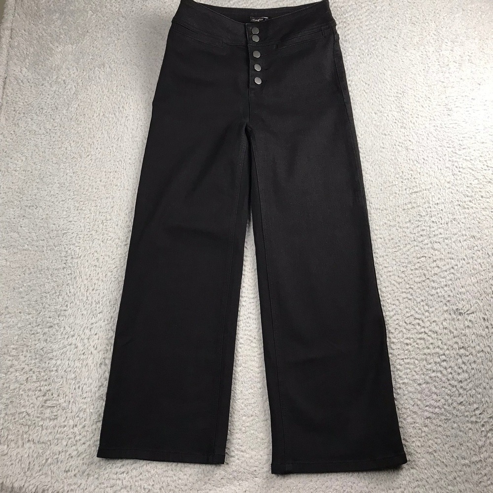 J McLaughlin Loris Exposed Button Wide-Leg Pants Womens 2 (27x26) Black Crop